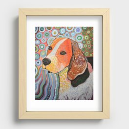 Rocky ... Abstract pet dog portrait art, Beagle Recessed Framed Print