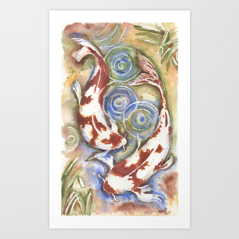 Koi Fish Watercolor Painting Art Print By Teenujadahari Society6