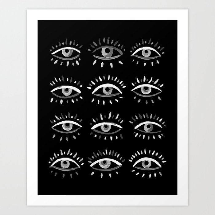 Evil Eye - Black and White Art Print