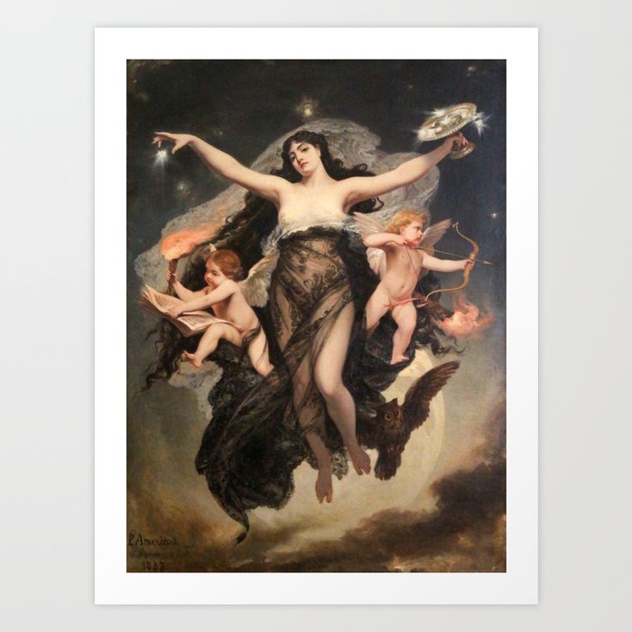 Pedro Americo The Night Escorted By The Geniuses of Study And Love 1883 Original Art Print