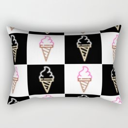 time for ice cream neon sign checkerboard block Rectangular Pillow