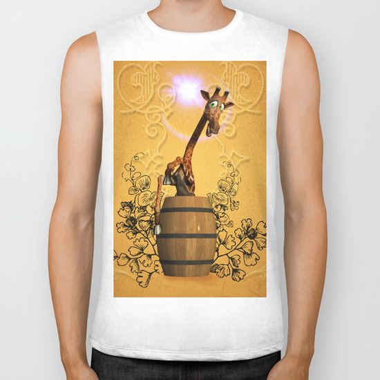 Funny, sweet giraffe Biker Tank