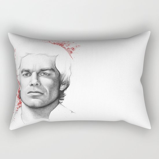 Dexter Morgan Portrait, Blood Splatters Rectangular Pillow