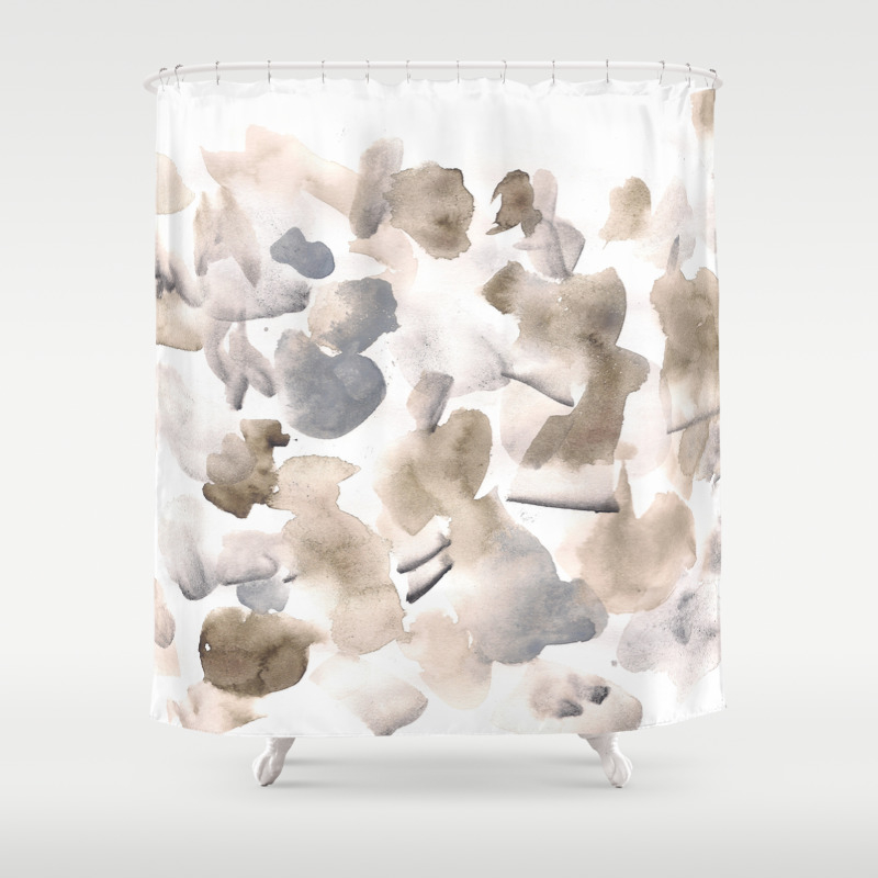 180630 Abstract Watercolour Black Brown Grey Neutral 17 Watercolor Brush Strokes Shower Curtain By Valourine Society6