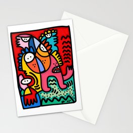 Colorful and Funny Graffiti Creature with a Red Sky By Emmanuel Signorino Stationery Cards