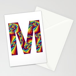 capital letter M with rainbow colors and spiral effect Stationery Card