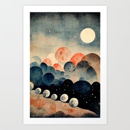 Abstract Dreamy Lunar Phases  Art Print