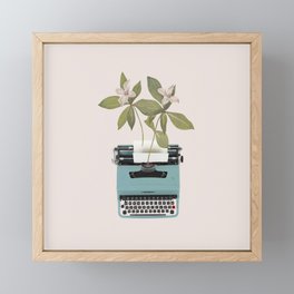 Minimal collage botanical typewriter Framed Mini Art Print
