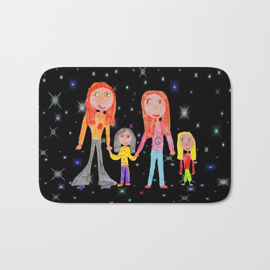 Space Hippie Girls | Kids Painting Bath Mat