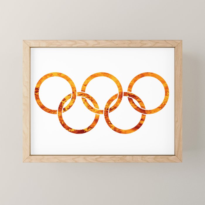 Flaming Olympic Rings Framed Mini Art Print By Homestead