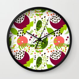 Pomegranate summer pattern Wall Clock