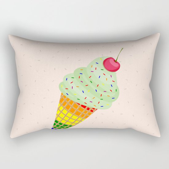 Colorful Ice Cream Cone Design Rectangular Pillow