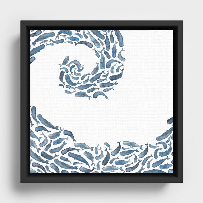 Whale Wave.  Framed Canvas