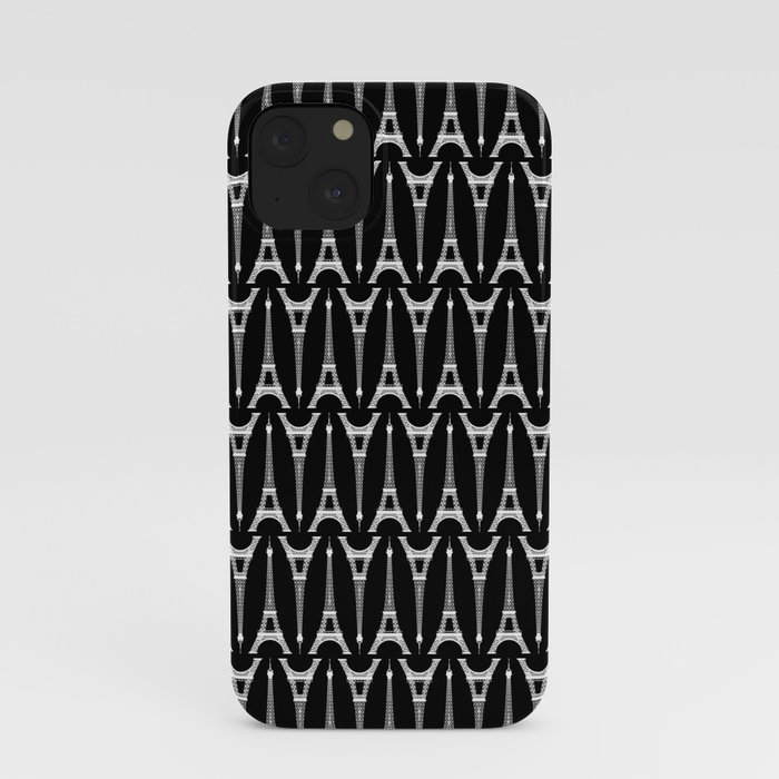 White Eiffel Towers on Black iPhone Case