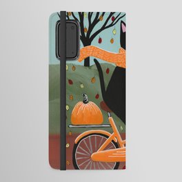 Tuxedo Cat Autumn Bicycle Ride Android Wallet Case