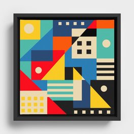 Colorful Geometry City Framed Canvas