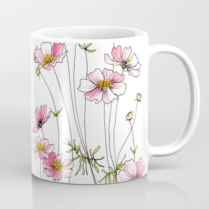 Wild Flower Coffee Mugs, Hand Painted Mugs With Wild Flowers, Set of 2 