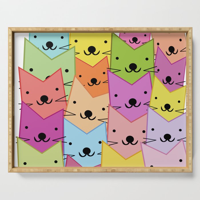 Colorful cats Serving Tray