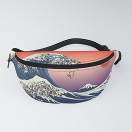 The Great Wave of Pug Fanny Pack