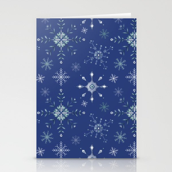 Snowflakes - Dark Blue Stationery Cards