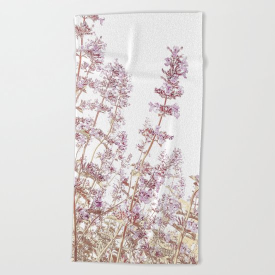 Soft Pink Wild Summer Flowers Beach Towel