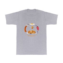 Pancake Mandala T Shirt | Food, Big Breakfast, Brunch, Mandala, Pancakes, Bacon, Digital, Drawing, Colored Pencil, Strawberries 