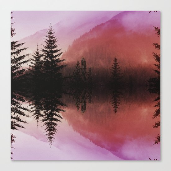 Sunset forest reflections Canvas Print
