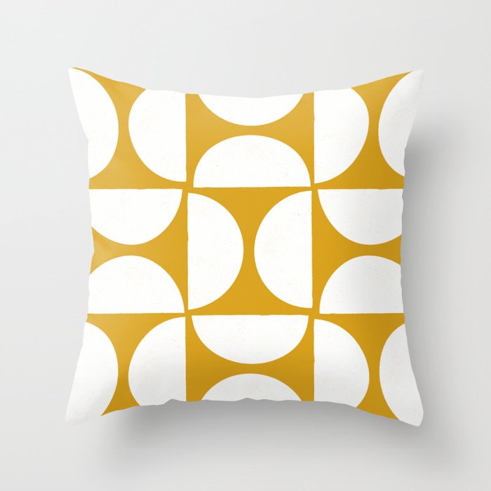 Half Moon Geometric in Mustard Throw Pillow