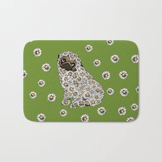 Pug Daisy Bath Mat
