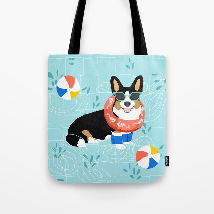 Tricolored Corgi Pool Party cute corgi dog design pool party