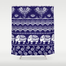 Tribal seamless pattern with elephant paisley and lotus Shower Curtain