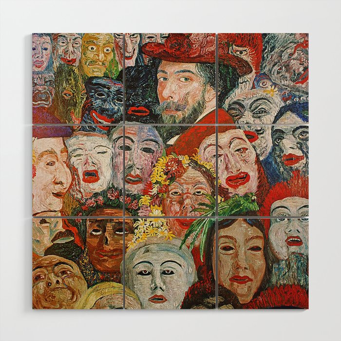 A face in the crowd; Ensor with Masks, selfportrait, Ensor aux masques grotesque art portrait