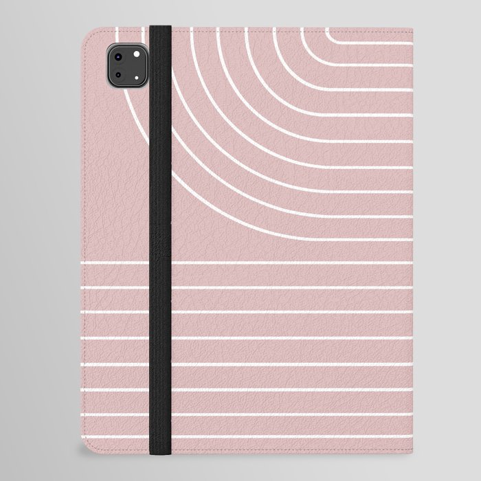 Minimal Line Curvature LXX Blush Pink Mid Century Modern Arch Abstract iPad Folio Case