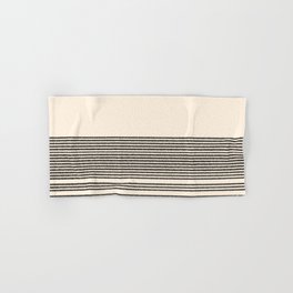 Organic Stripes - Minimalist Textured Line Pattern in Black and Almond Cream Hand & Bath Towel