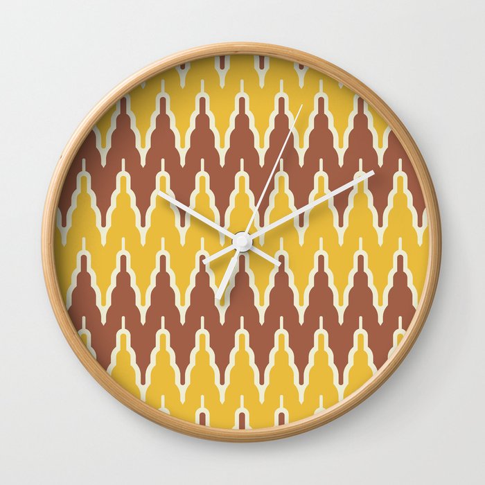 Chevron Pattern 530 Yellow and Brown Wall Clock