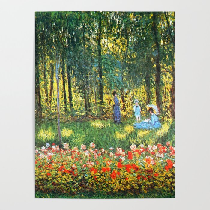 Claude Monet The Artist's Family In The Garden Poster