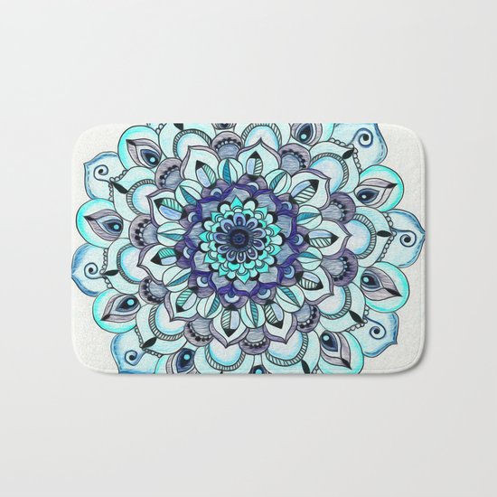 Tide Meets Shore - Blue Mandala Bath Mat