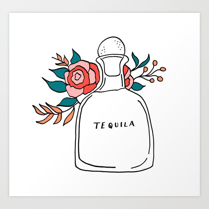 Floral Tequila Art Print