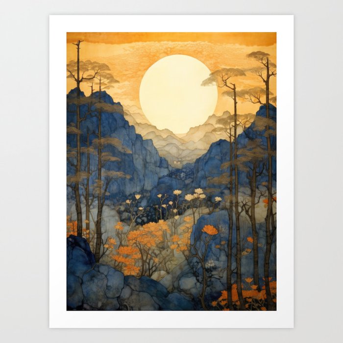 Sunrise Over A Valley Art Print