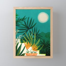 Tropical Moonlight Night Scene Framed Mini Art Print
