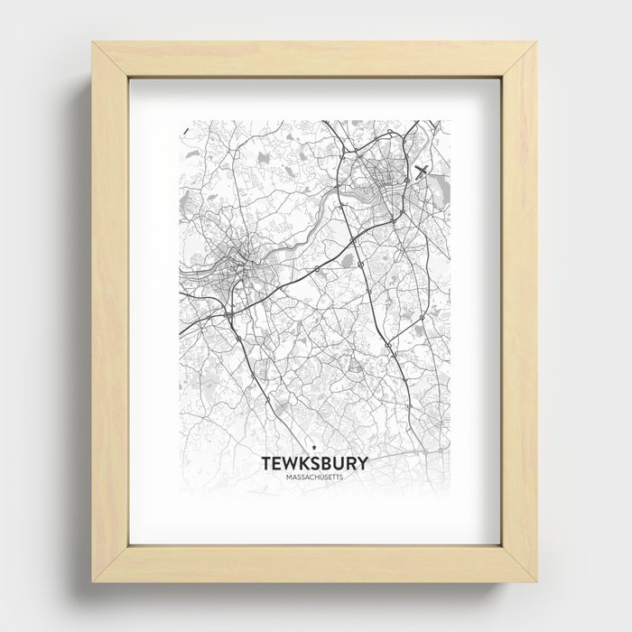 Tewksbury, Massachusetts, United States - Light City Map Recessed Framed Print