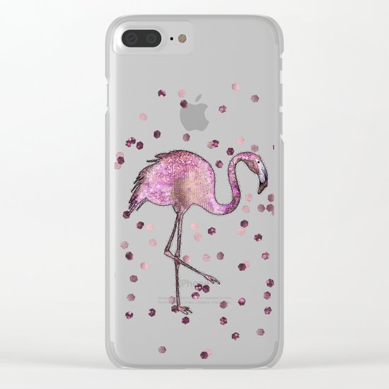 Glamorous Flamingo pink and rose gold sparkle Clear iPhone Case