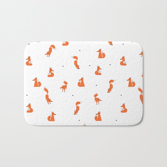 Winter foxes (white) Bath Mat