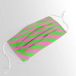 [ Thumbnail: Hot Pink and Lime Colored Lines Pattern Face Mask ]