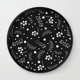 Small Berries and Spruce Twigs Wall Clock