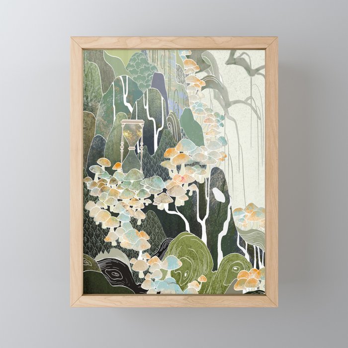Willow, Moss, Mushrooms, and Hourglass Framed Mini Art Print
