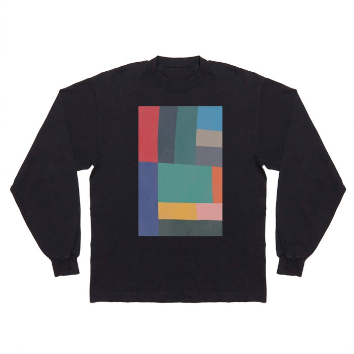 Abstract Color Block Geometric Long Sleeve T Shirt