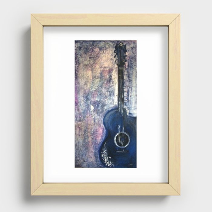 Blue Guitar Recessed Framed Print
