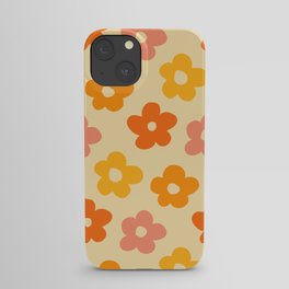 Retro 60s 70s Flowers Pattern Orange #pattern #vintage  iPhone Case