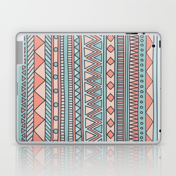 Tribal #4 (Coral/Aqua) Laptop & iPad Skin